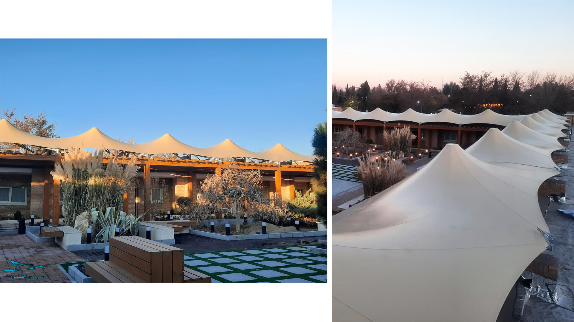 سازه پارچه ای مهمانسرای گل گهر سیرجان | سازه پارچه ای اطلس سان