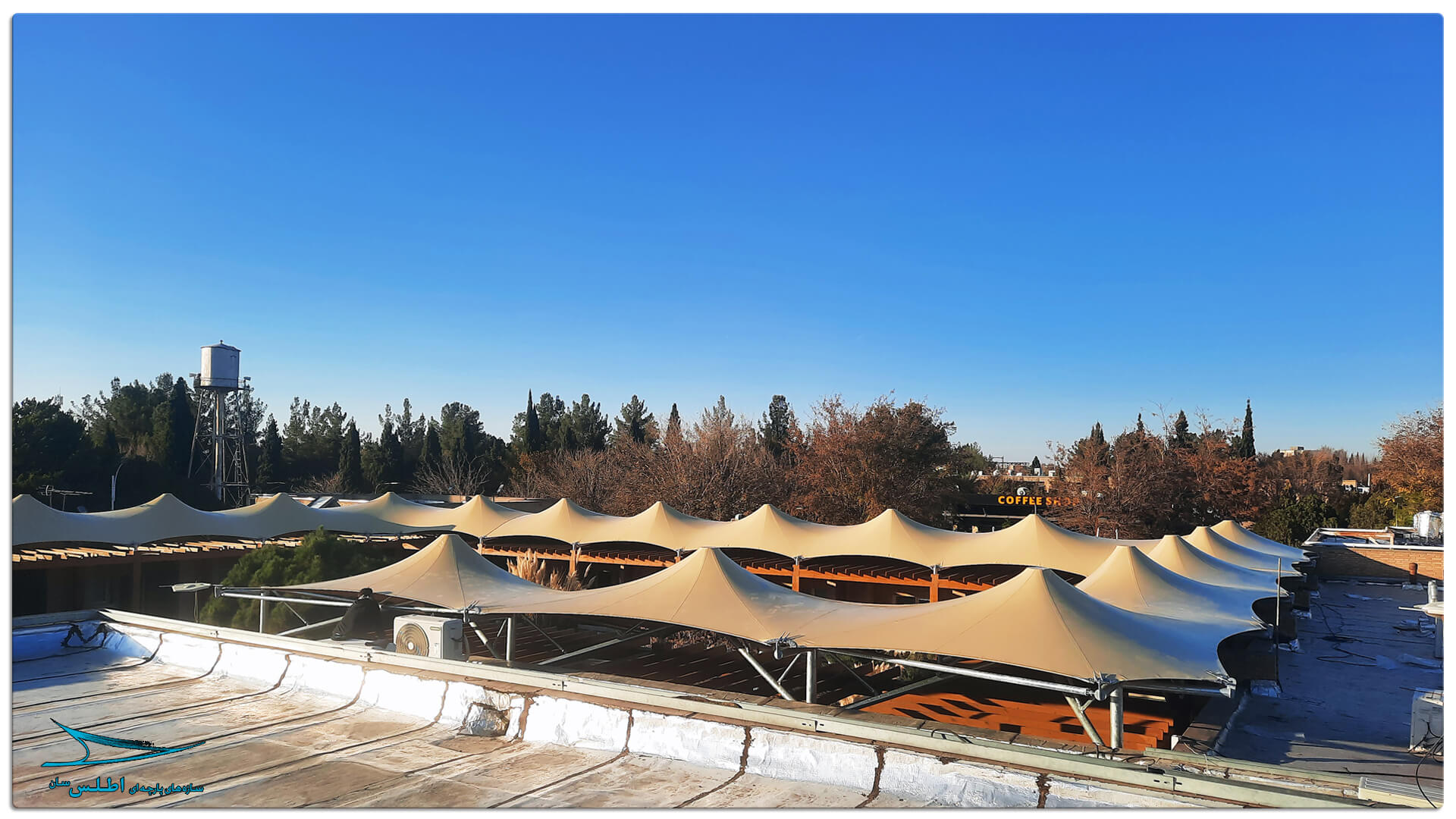 سازه پارچه ای مهمانسرای گل گهر سیرجان | سازه پارچه ای اطلس سان