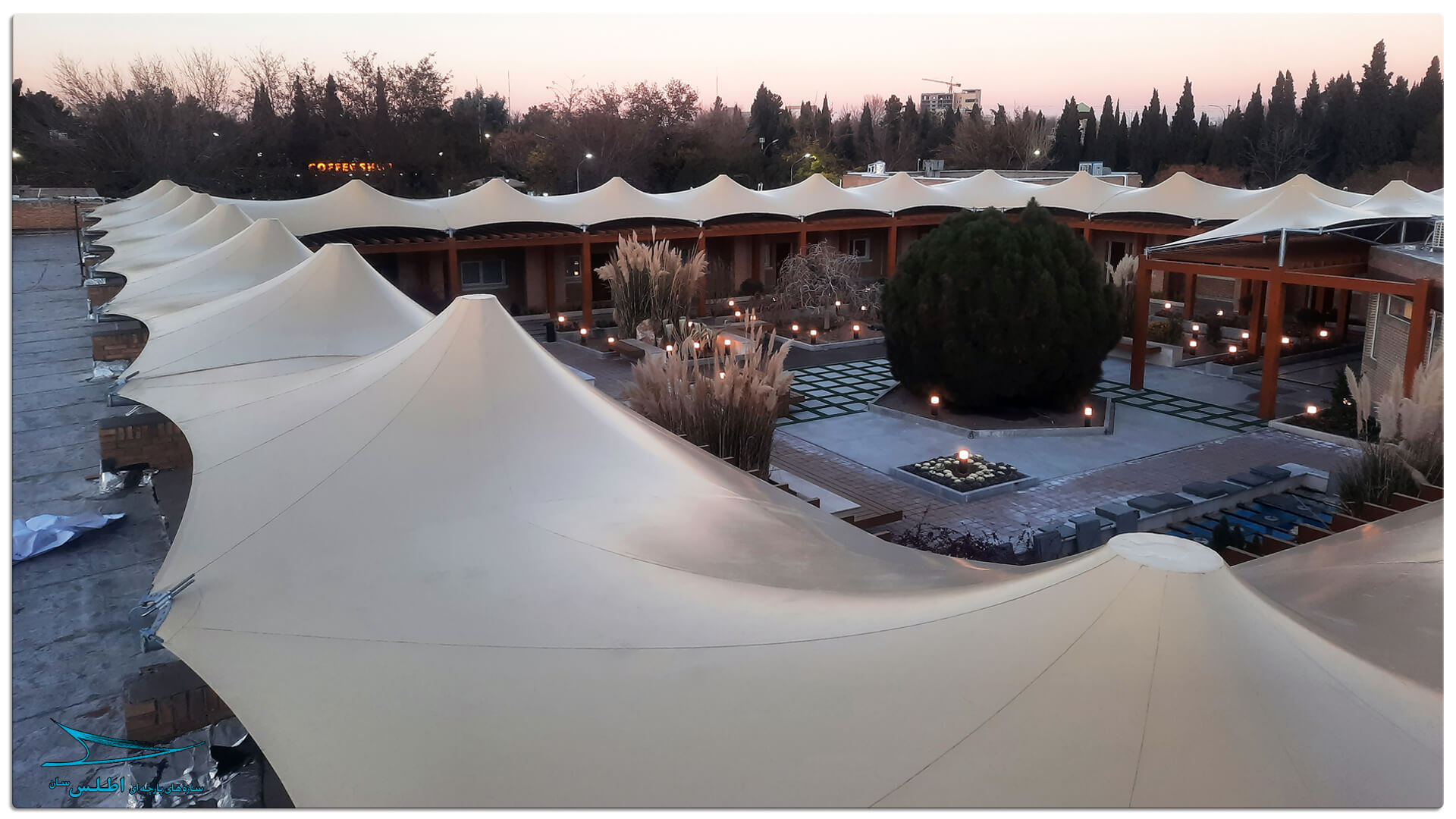 سازه پارچه ای مهمانسرای گل گهر سیرجان | سازه پارچه ای اطلس سان