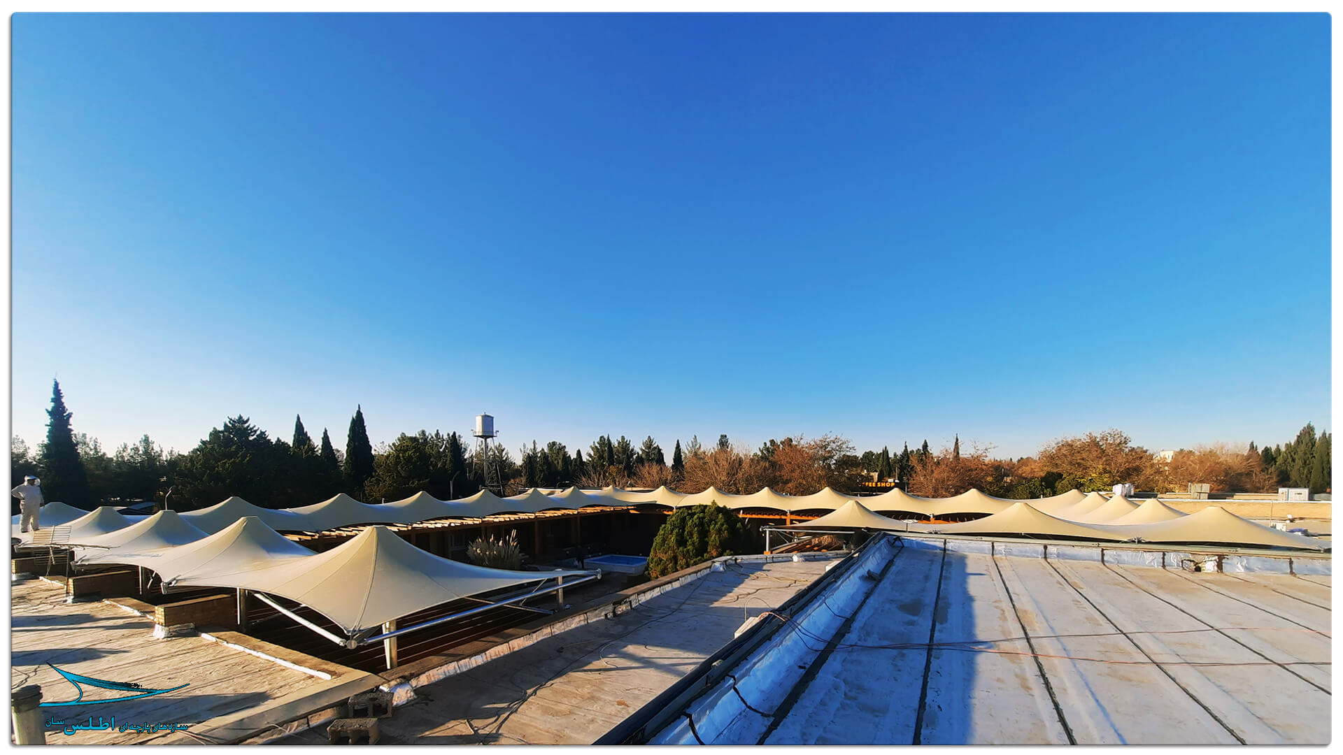 سازه پارچه ای مهمانسرای گل گهر سیرجان | سازه پارچه ای اطلس سان