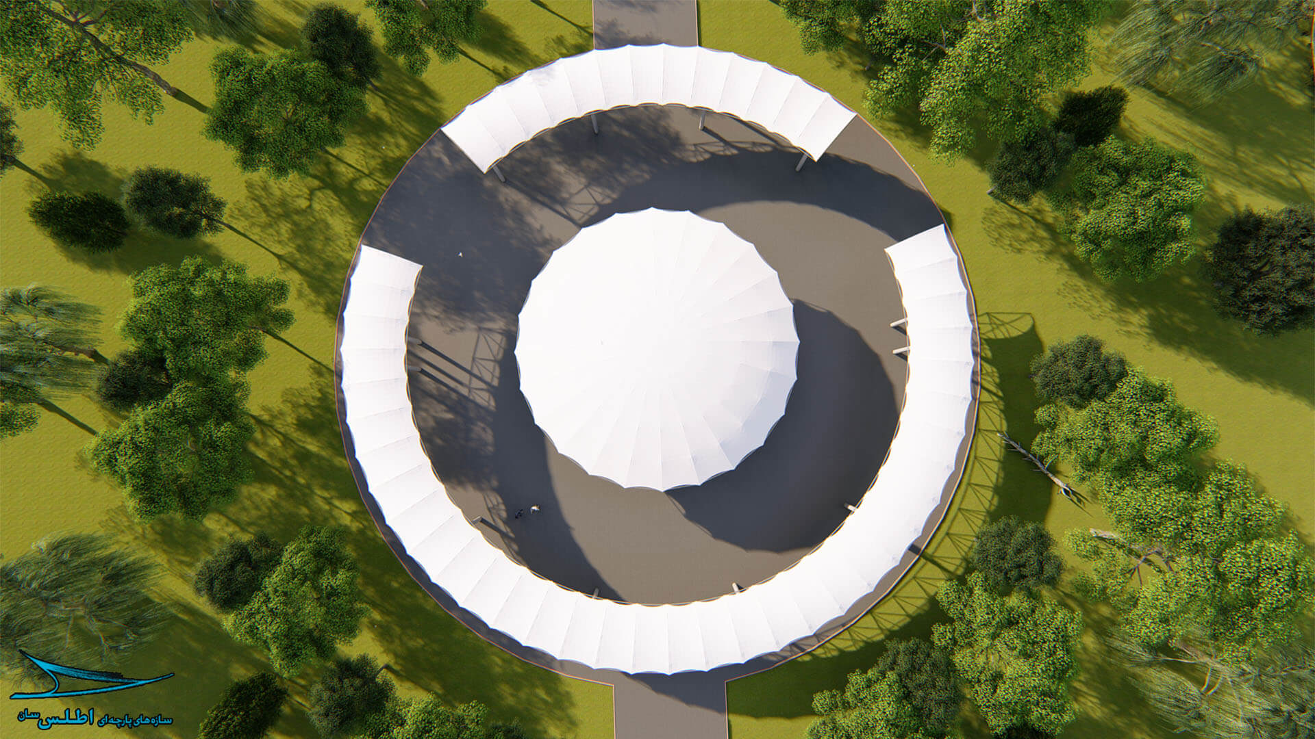 رندر و مدل سازی سه بعدی پروژه سازه پارچه ای تله کابین کرمان