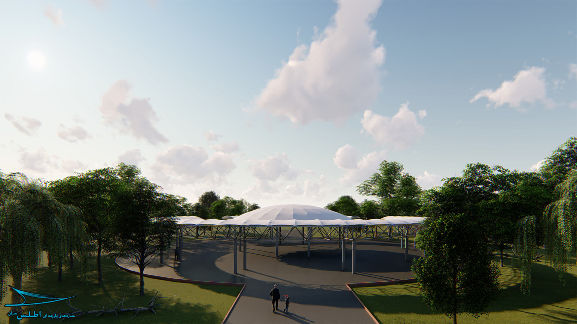 رندر و مدل سازی سه بعدی پروژه سازه پارچه ای تله کابین کرمان