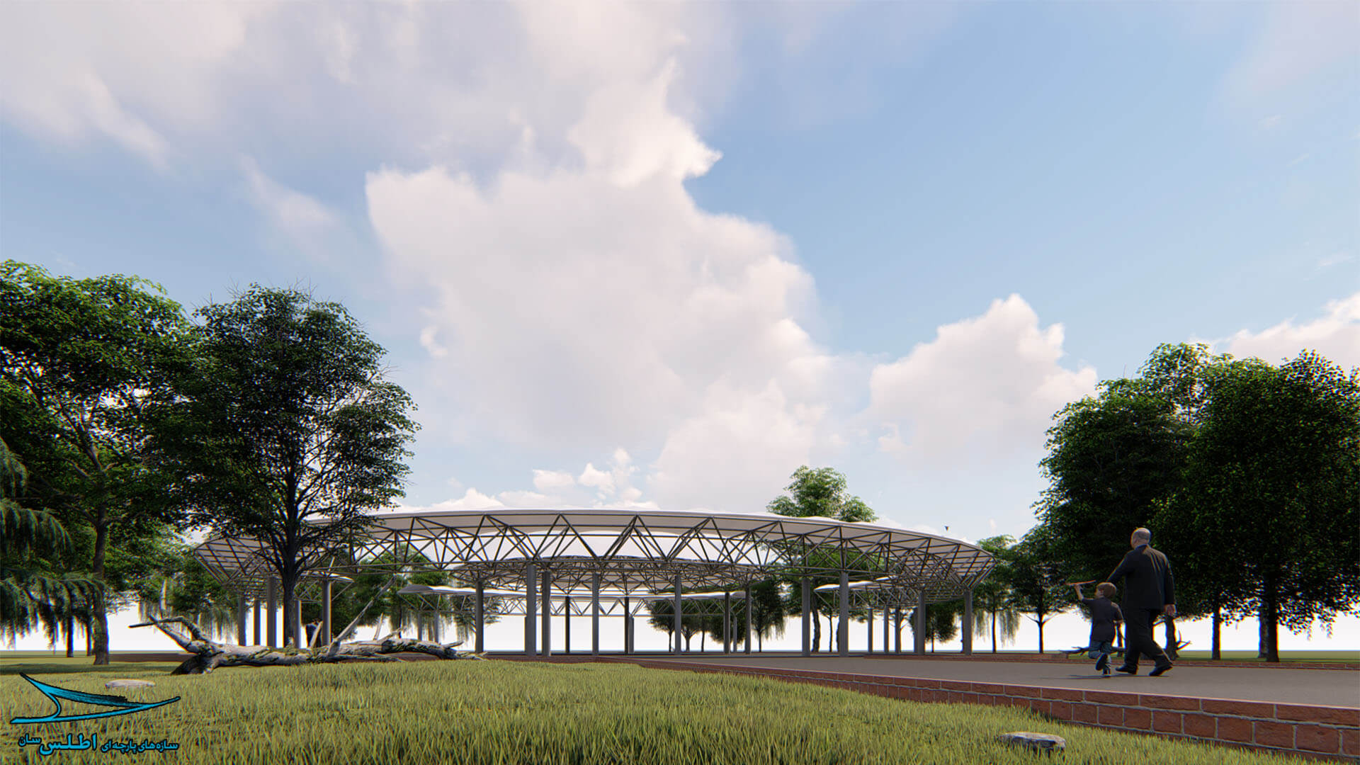 رندر و مدل سازی سه بعدی پروژه سازه پارچه ای تله کابین کرمان