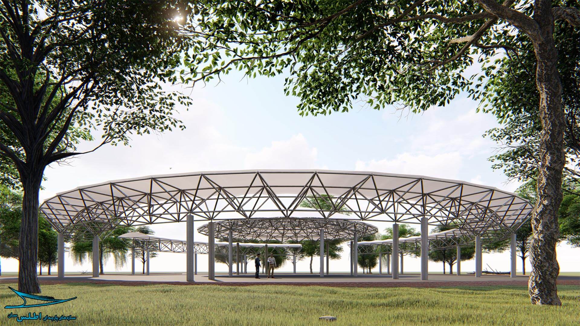 رندر و مدل سازی سه بعدی پروژه سازه پارچه ای تله کابین کرمان