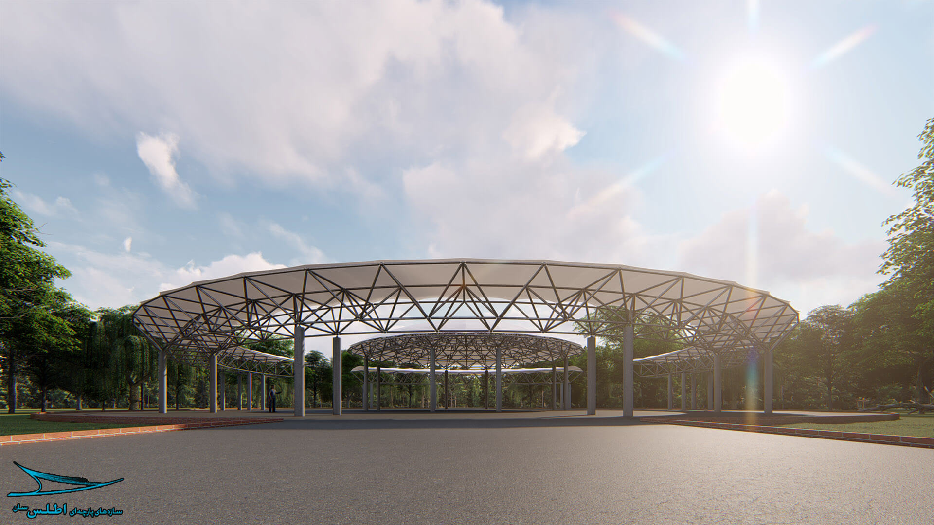 رندر و مدل سازی سه بعدی پروژه سازه پارچه ای تله کابین کرمان